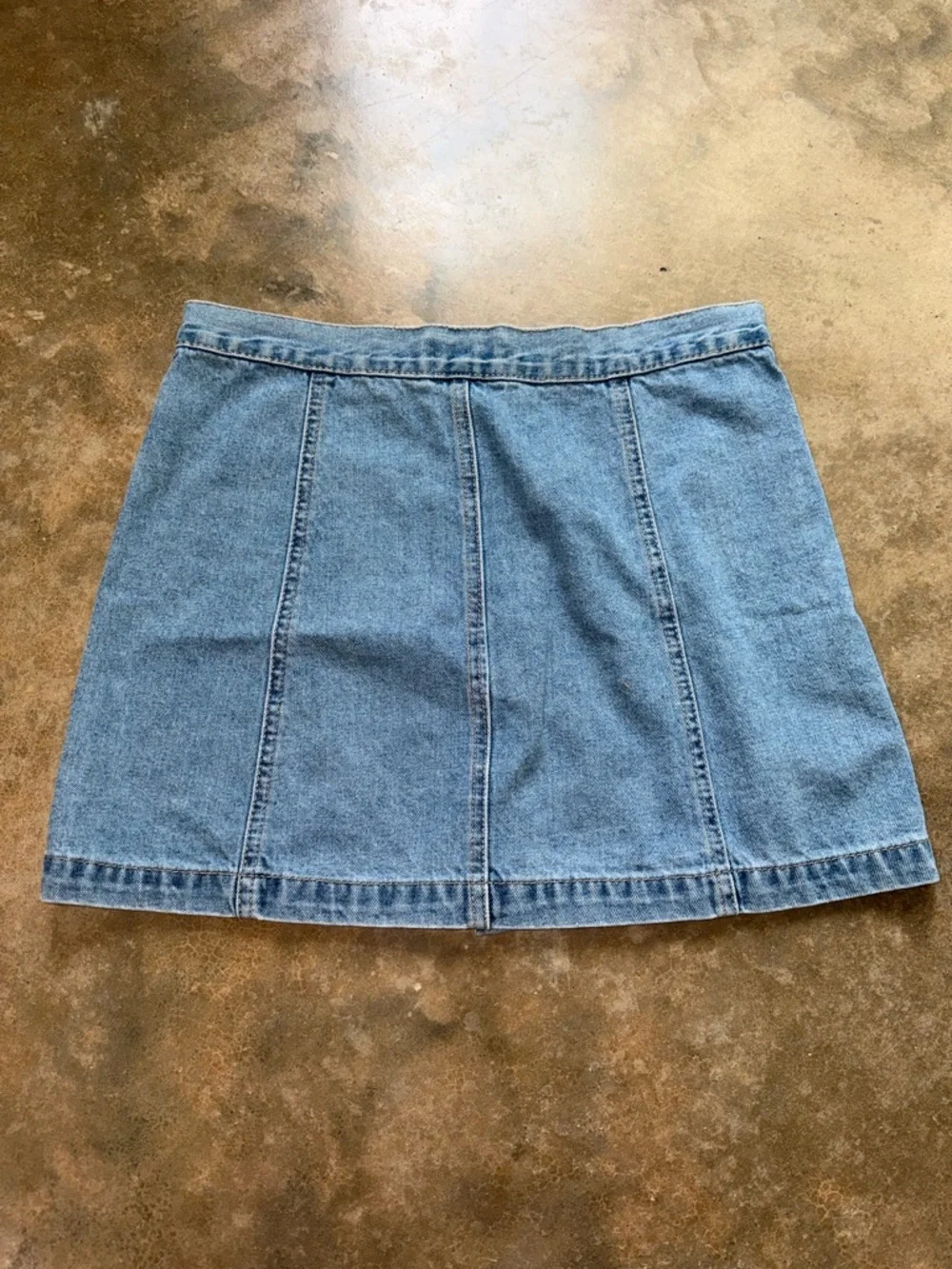 Button Front Denim Mini Skirt - Size 28 - Picture 2 of 8